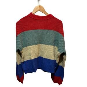 Brixton sweater Madero boxy fit, colorful stripes,  balloon arms sz Small